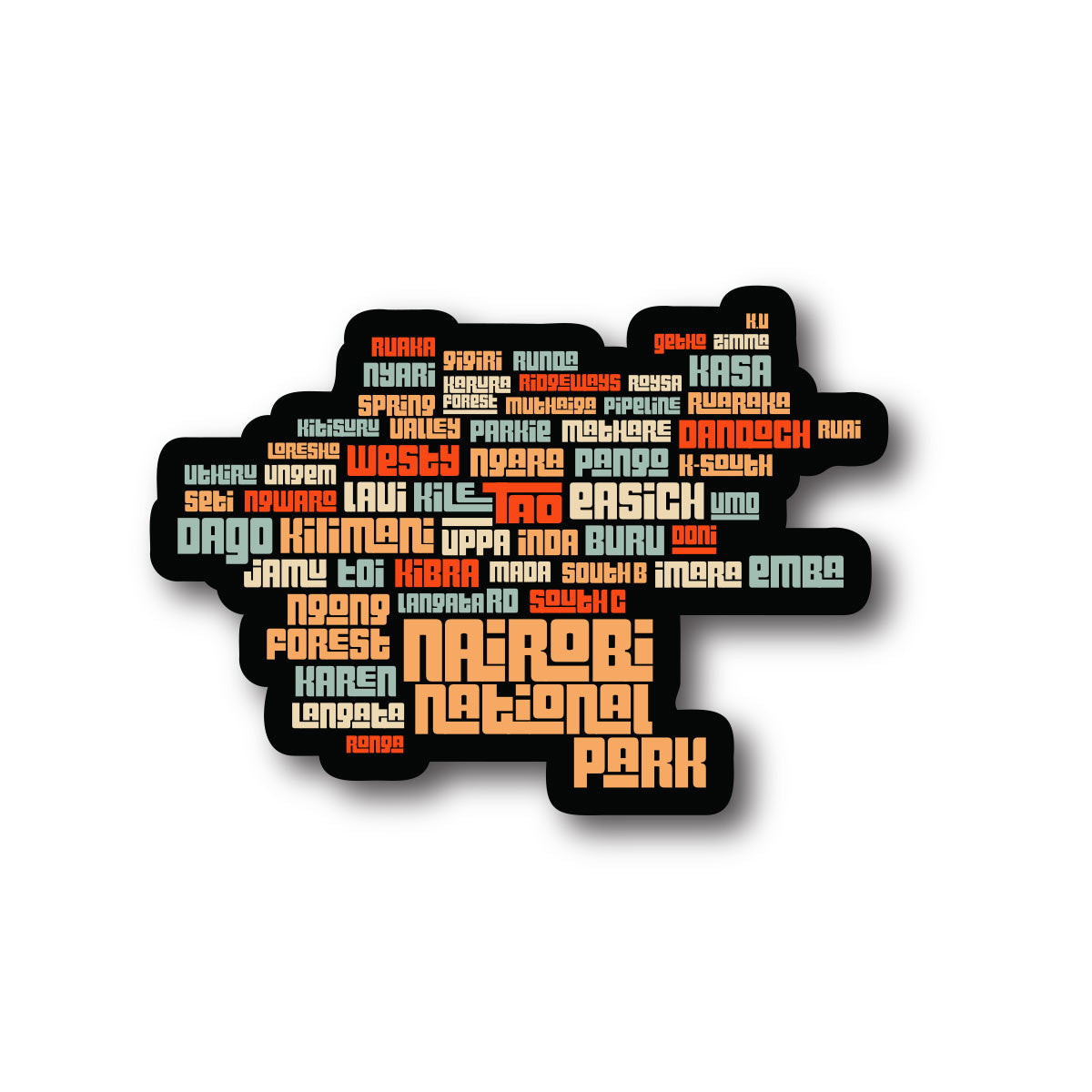 Nairobi Typemap - Cut Out Fridge Magnet