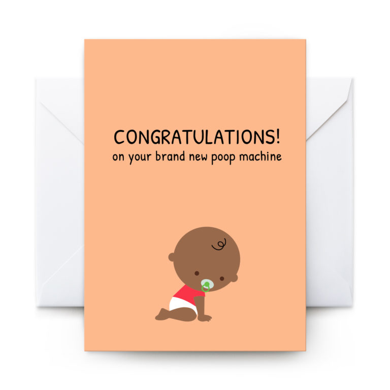 Congratulations Baby Poop Machine Orange Card BONK